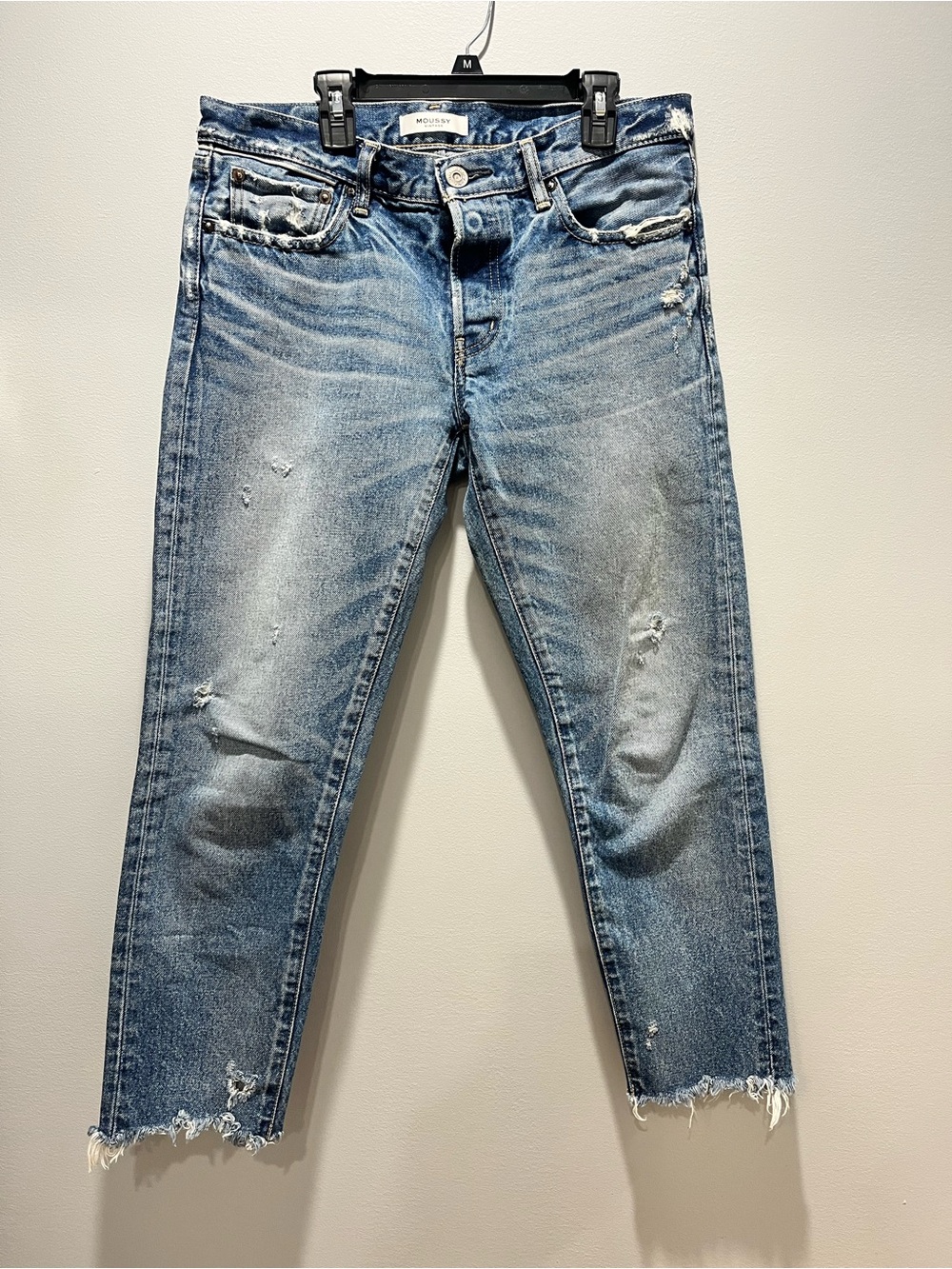 MOUSSY VINTAGE Distressed Button Fly Jeans Sz 27/28 approximately.No size Tag
